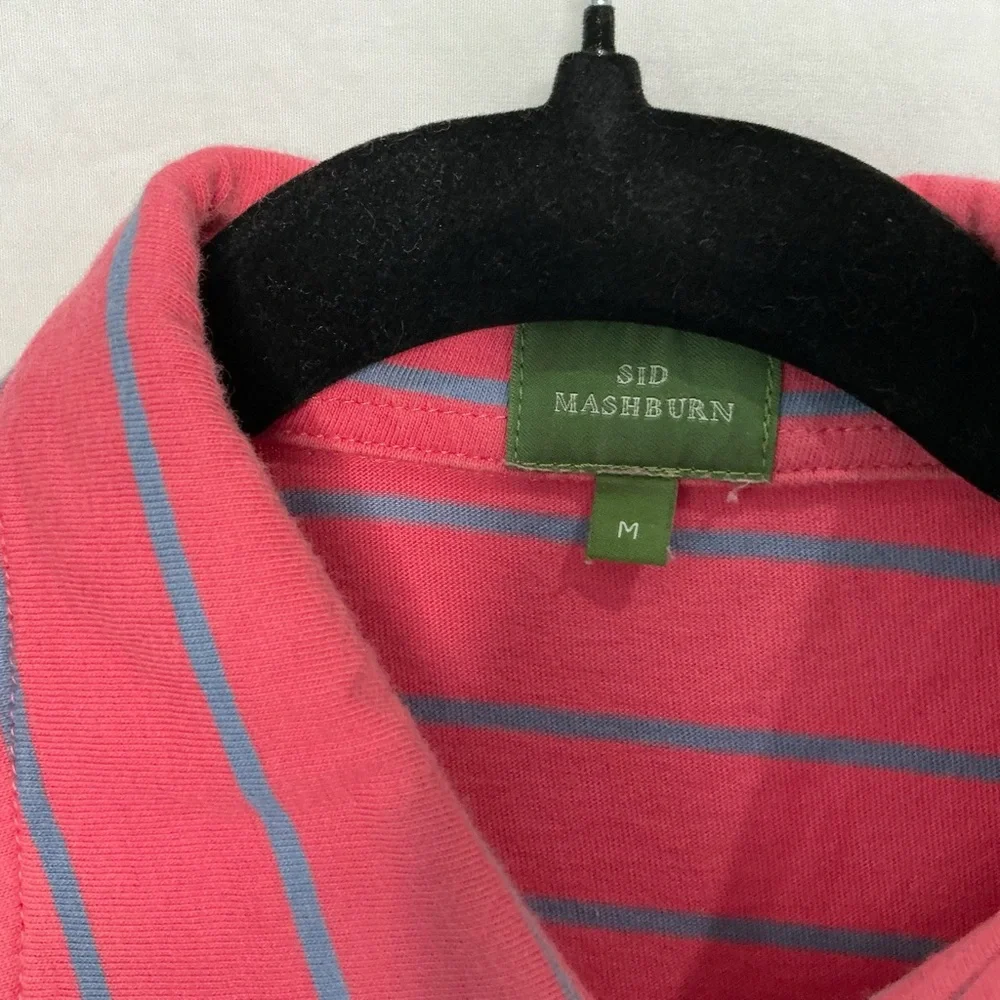 Sid Mashburn Polo Shirt Mens‎ Medium Short Sleeve Cotton Preppy Pink Stripe READ
